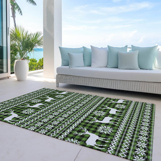 Piper Looms Chantille Christmas ACN1820 Cactus Machine Washable Area Rug Outdoor Lifestyle Image Feature