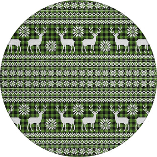 Piper Looms Chantille Christmas ACN1820 Cactus Machine Washable Area Rug Round Main Image