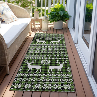 Piper Looms Chantille Christmas ACN1820 Cactus Machine Washable Area Rug Runner Outdoor Lifestyle Image Feature