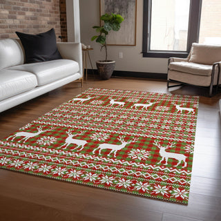 Piper Looms Chantille Christmas ACN1820 Fern Machine Washable Area Rug Lifestyle Image Feature