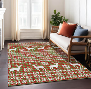 Piper Looms Chantille Christmas ACN1820 Fern Machine Washable Area Rug Lifestyle Image Feature
