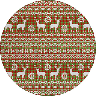 Piper Looms Chantille Christmas ACN1820 Fern Machine Washable Area Rug Round Main Image