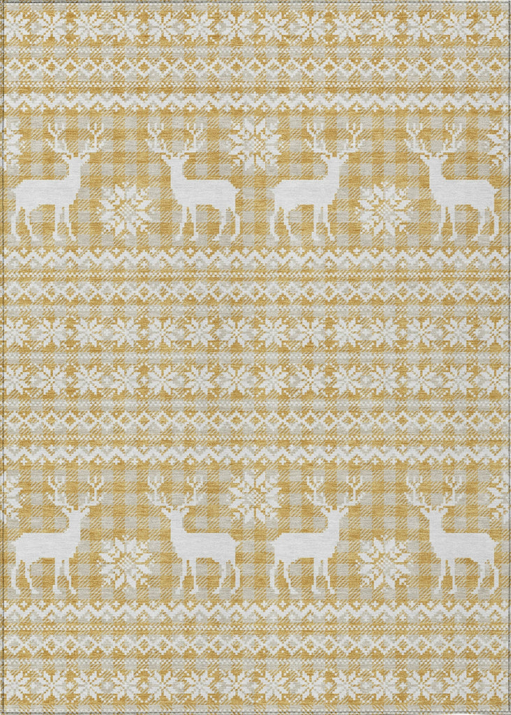 Piper Looms Chantille Christmas ACN1820 Gold Machine Washable Area Rug main image