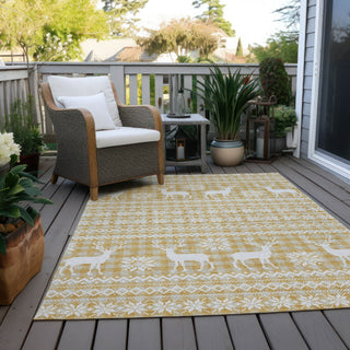 Piper Looms Chantille Christmas ACN1820 Gold Machine Washable Area Rug Outdoor Lifestyle Image Feature
