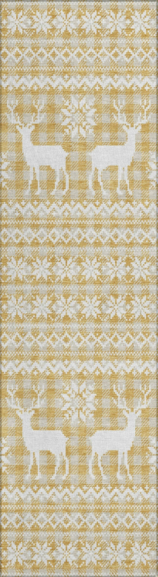 Piper Looms Chantille Christmas ACN1820 Gold Machine Washable Area Rug Runner Main Image