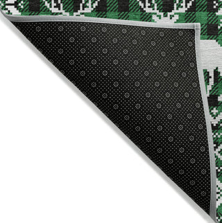 Piper Looms Chantille Christmas ACN1820 Green Machine Washable Area Rug Backing Image