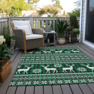 Piper Looms Chantille Christmas ACN1820 Green Machine Washable Area Rug Outdoor Lifestyle Image Feature