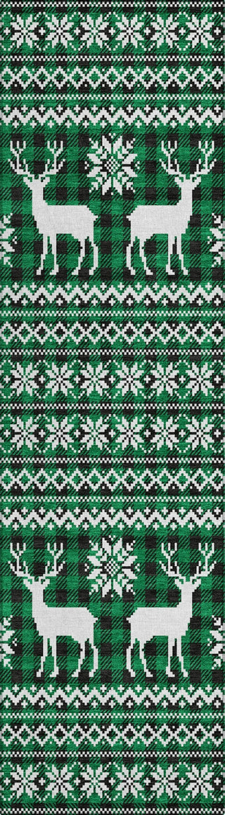 Piper Looms Chantille Christmas ACN1820 Green Machine Washable Area Rug Runner Main Image