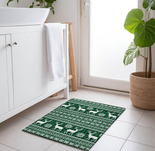 Piper Looms Chantille Christmas ACN1820 Green Machine Washable Area Rug Scatter Lifestyle Image Feature