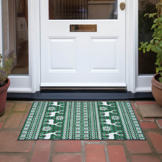 Piper Looms Chantille Christmas ACN1820 Green Machine Washable Area Rug Scatter Outdoor Lifestyle Image Feature