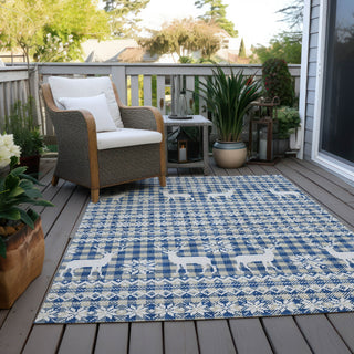 Piper Looms Chantille Christmas ACN1820 Navy Machine Washable Area Rug Outdoor Lifestyle Image Feature