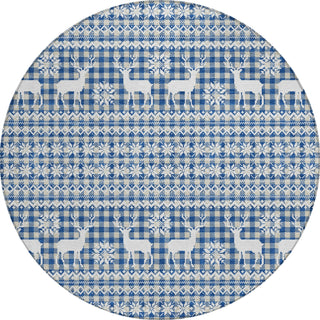 Piper Looms Chantille Christmas ACN1820 Navy Machine Washable Area Rug Round Main Image