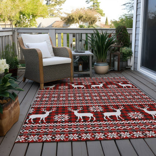 Piper Looms Chantille Christmas ACN1820 Red Machine Washable Area Rug Outdoor Lifestyle Image Feature