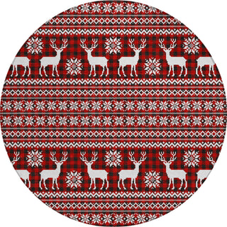 Piper Looms Chantille Christmas ACN1820 Red Machine Washable Area Rug Round Main Image