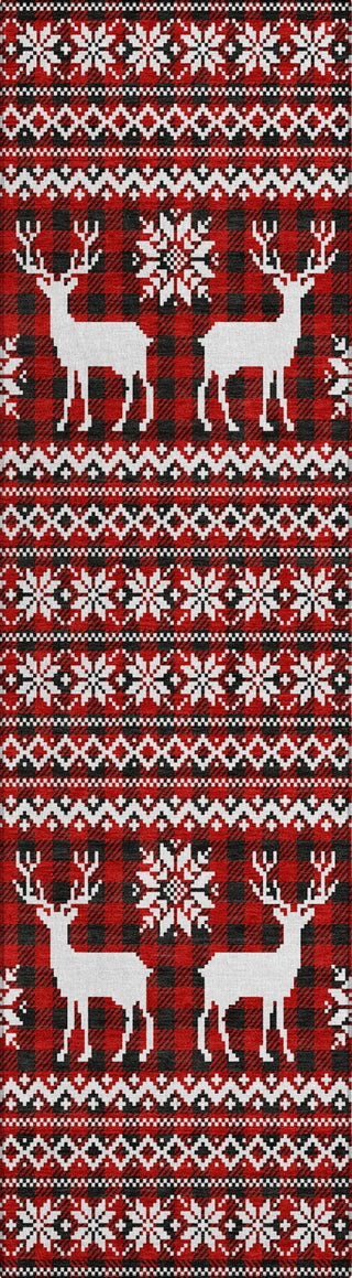 Piper Looms Chantille Christmas ACN1820 Red Machine Washable Area Rug Runner Main Image