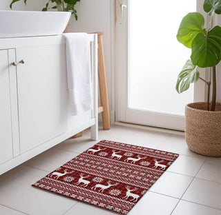 Piper Looms Chantille Christmas ACN1820 Red Machine Washable Area Rug Scatter Lifestyle Image Feature