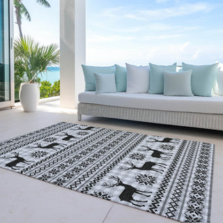 Piper Looms Chantille Christmas ACN1820 Silver Machine Washable Area Rug Outdoor Lifestyle Image Feature