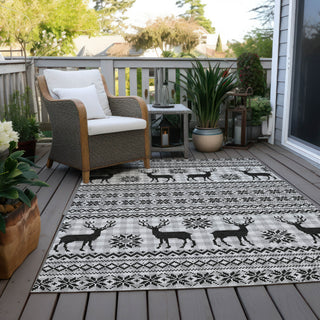 Piper Looms Chantille Christmas ACN1820 Silver Machine Washable Area Rug Outdoor Lifestyle Image Feature