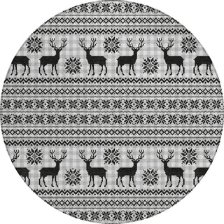 Piper Looms Chantille Christmas ACN1820 Silver Machine Washable Area Rug Round Main Image