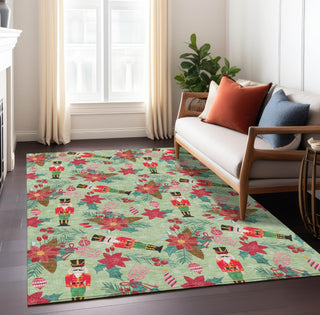 Piper Looms Chantille Christmas ACN1822 Aloe Machine Washable Area Rug Lifestyle Image Feature