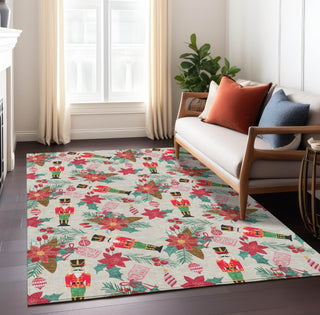 Piper Looms Chantille Christmas ACN1822 Beige Machine Washable Area Rug Lifestyle Image Feature