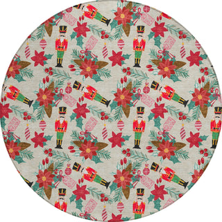 Piper Looms Chantille Christmas ACN1822 Beige Machine Washable Area Rug Round Main Image