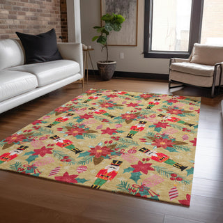 Piper Looms Chantille Christmas ACN1822 Gold Machine Washable Area Rug Lifestyle Image Feature