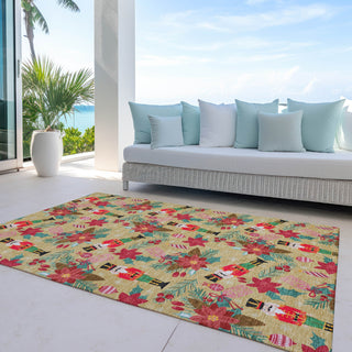 Piper Looms Chantille Christmas ACN1822 Gold Machine Washable Area Rug Outdoor Lifestyle Image Feature