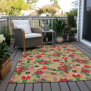 Piper Looms Chantille Christmas ACN1822 Gold Machine Washable Area Rug Outdoor Lifestyle Image Feature