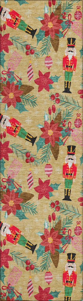 Piper Looms Chantille Christmas ACN1822 Gold Machine Washable Area Rug Runner Main Image