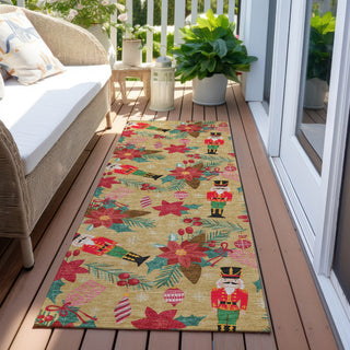 Piper Looms Chantille Christmas ACN1822 Gold Machine Washable Area Rug Runner Outdoor Lifestyle Image Feature