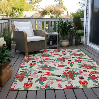 Piper Looms Chantille Christmas ACN1822 Ivory Machine Washable Area Rug Outdoor Lifestyle Image Feature