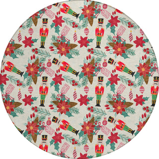 Piper Looms Chantille Christmas ACN1822 Ivory Machine Washable Area Rug Round Main Image