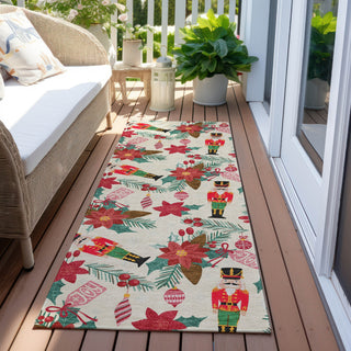 Piper Looms Chantille Christmas ACN1822 Ivory Machine Washable Area Rug Runner Outdoor Lifestyle Image Feature