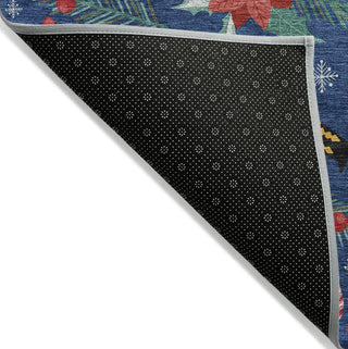 Piper Looms Chantille Christmas ACN1822 Navy Machine Washable Area Rug Backing Image