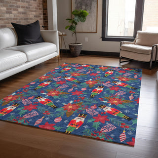 Piper Looms Chantille Christmas ACN1822 Navy Machine Washable Area Rug Lifestyle Image Feature