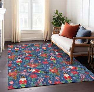 Piper Looms Chantille Christmas ACN1822 Navy Machine Washable Area Rug Lifestyle Image Feature