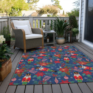 Piper Looms Chantille Christmas ACN1822 Navy Machine Washable Area Rug Outdoor Lifestyle Image Feature