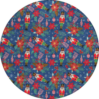 Piper Looms Chantille Christmas ACN1822 Navy Machine Washable Area Rug Round Main Image