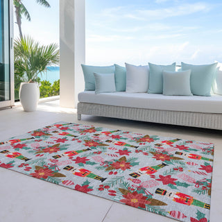 Piper Looms Chantille Christmas ACN1822 Silver Machine Washable Area Rug Outdoor Lifestyle Image Feature