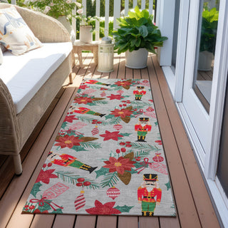 Piper Looms Chantille Christmas ACN1822 Silver Machine Washable Area Rug Runner Outdoor Lifestyle Image Feature