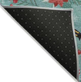 Piper Looms Chantille Christmas ACN1822 Teal Machine Washable Area Rug Backing Image