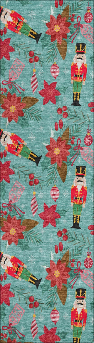 Piper Looms Chantille Christmas ACN1822 Teal Machine Washable Area Rug Runner Main Image