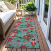 Piper Looms Chantille Christmas ACN1822 Teal Machine Washable Area Rug Runner Outdoor Lifestyle Image Feature