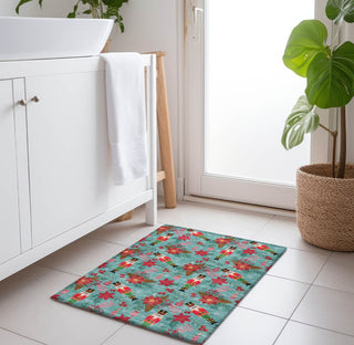 Piper Looms Chantille Christmas ACN1822 Teal Machine Washable Area Rug Scatter Lifestyle Image Feature