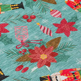 Piper Looms Chantille Christmas ACN1822 Teal Machine Washable Area Rug Swatch Image