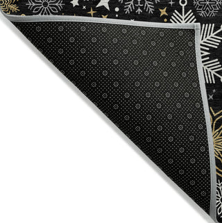 Piper Looms Chantille Christmas ACN1823 Black Machine Washable Area Rug Backing Image