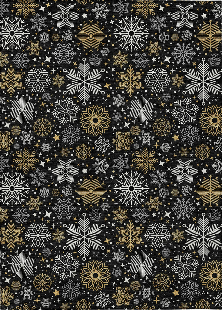 Piper Looms Chantille Christmas ACN1823 Black Machine Washable Area Rug main image