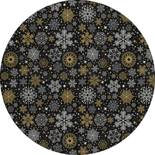 Piper Looms Chantille Christmas ACN1823 Black Machine Washable Area Rug Round Main Image