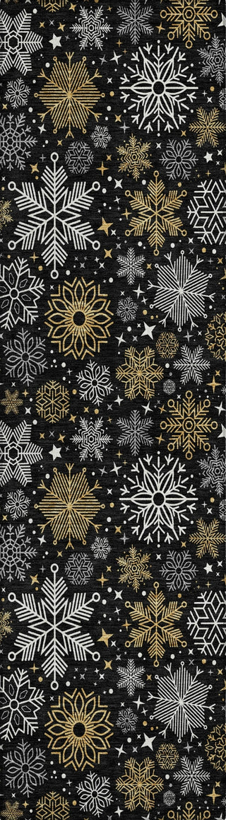 Piper Looms Chantille Christmas ACN1823 Black Machine Washable Area Rug Runner Main Image